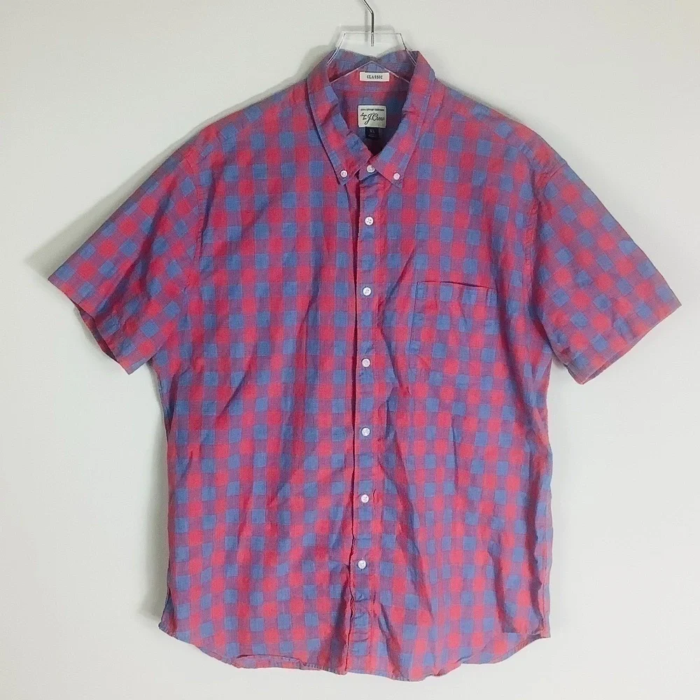 J.Crew Men's‎ Classic Gingham Button Down Short Sleeve Shirt XL